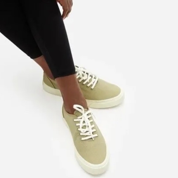 Everlane Forever sneakers lace up canvas comfort sneaker shoes green 7.5 - Picture 1 of 11